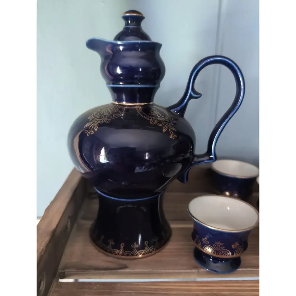 Bronnitsy Porcelain Factory USSR Vintage Tea Set 22k Gold Highlights. Rare